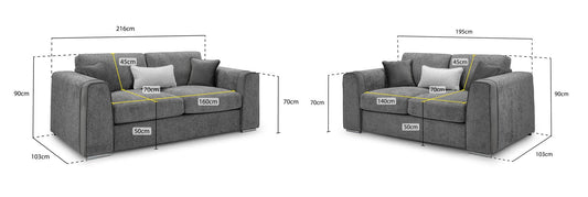 Naples Sofa Grey 3+2 Set