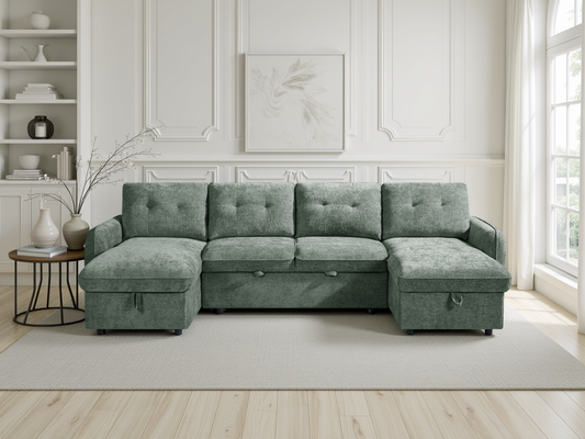 Moscow Sofabed Green U Shape Corner