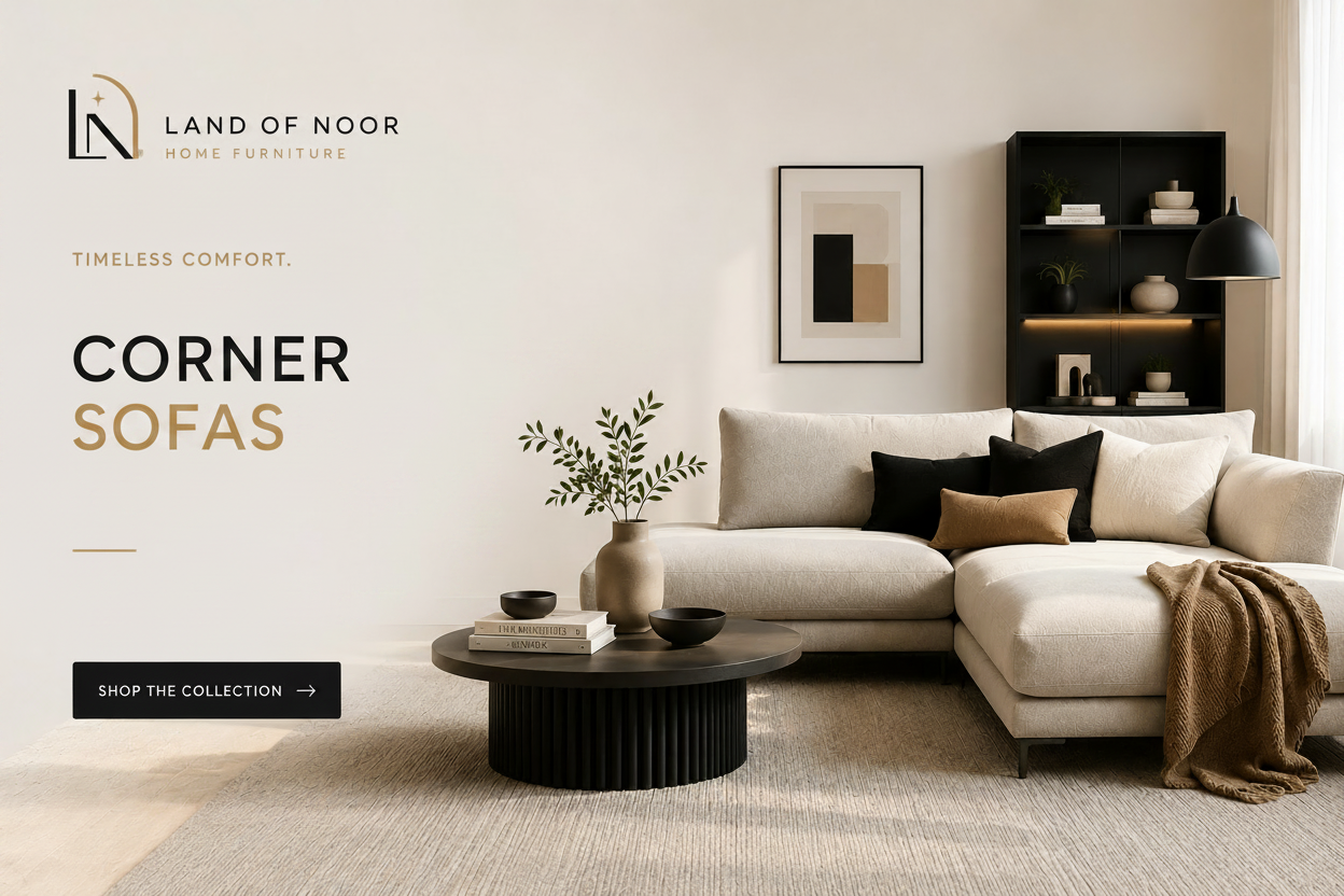 LAND OF NOOR Corner Sofas Banner